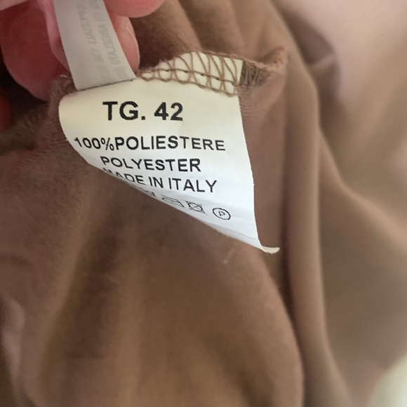 Angela Davis Italian warm sand pleated neckline lined pull on dress EUC - Picture 6 of 6